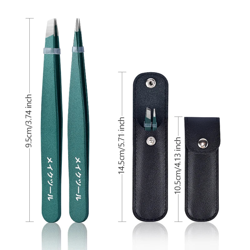 Colorful Stainless Steel Eyebrow Tweezers Set for Precision Hair Removal - Smarsty