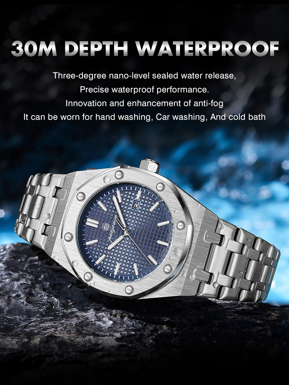 Luxury Waterproof Quartz Watch with Luminous Date Feature - Smarsty