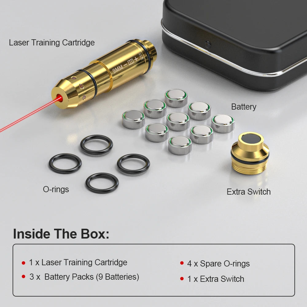 9mm Red Dot Laser Training Cartridge Dry Fire Tactical Bullet Trainer for Pistol Marksmanship