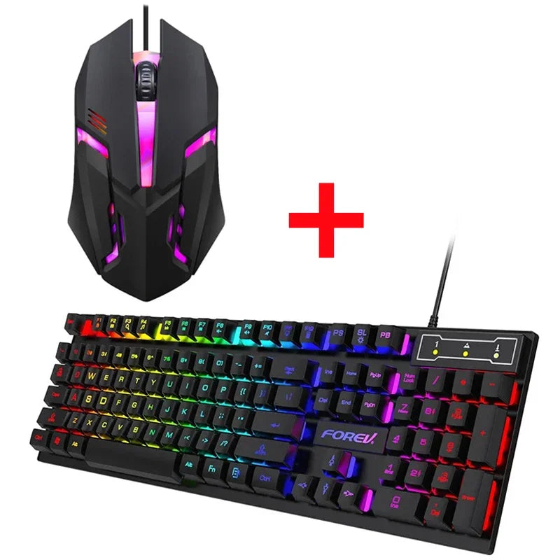 Backlit Mechanical Keyboard Gaming Set With Mouse Bundle
