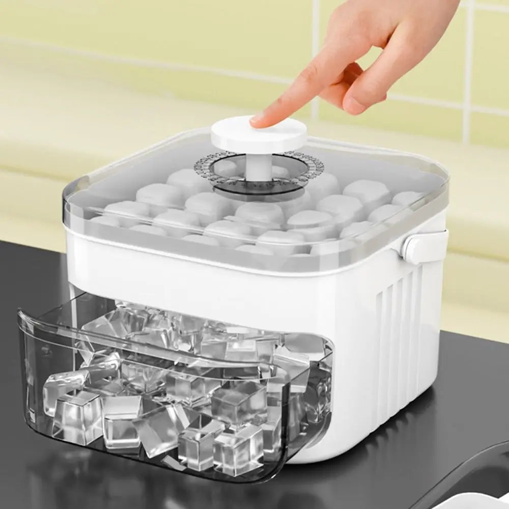 50-Cube Ice Maker with Easy Press Cap Double Layer Ice Cube Maker Refrigerator Household Ice Storage Ice Box - Smarsty