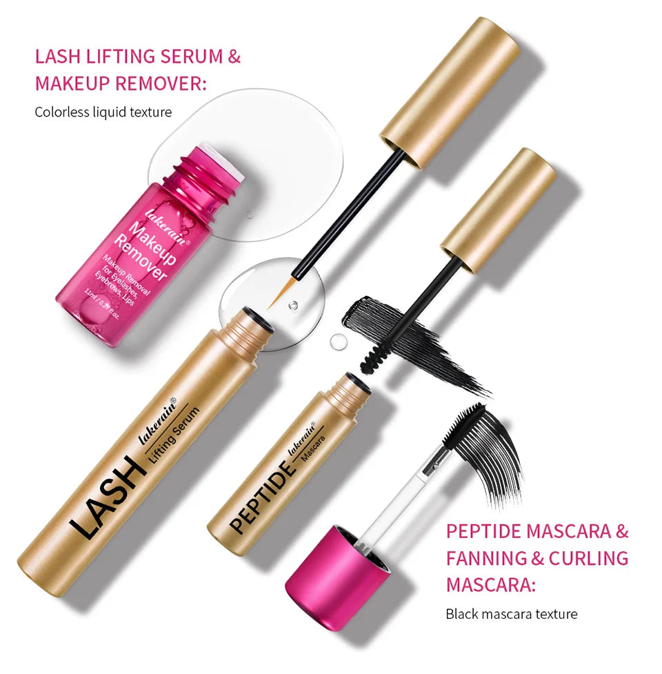 Lash & Brow Set Eyebrow Eyelash Growth Serum Peptide Mascara Eyelash Eyebrow Longer Fuller Thicker Curling Lash Eye Care Makeup