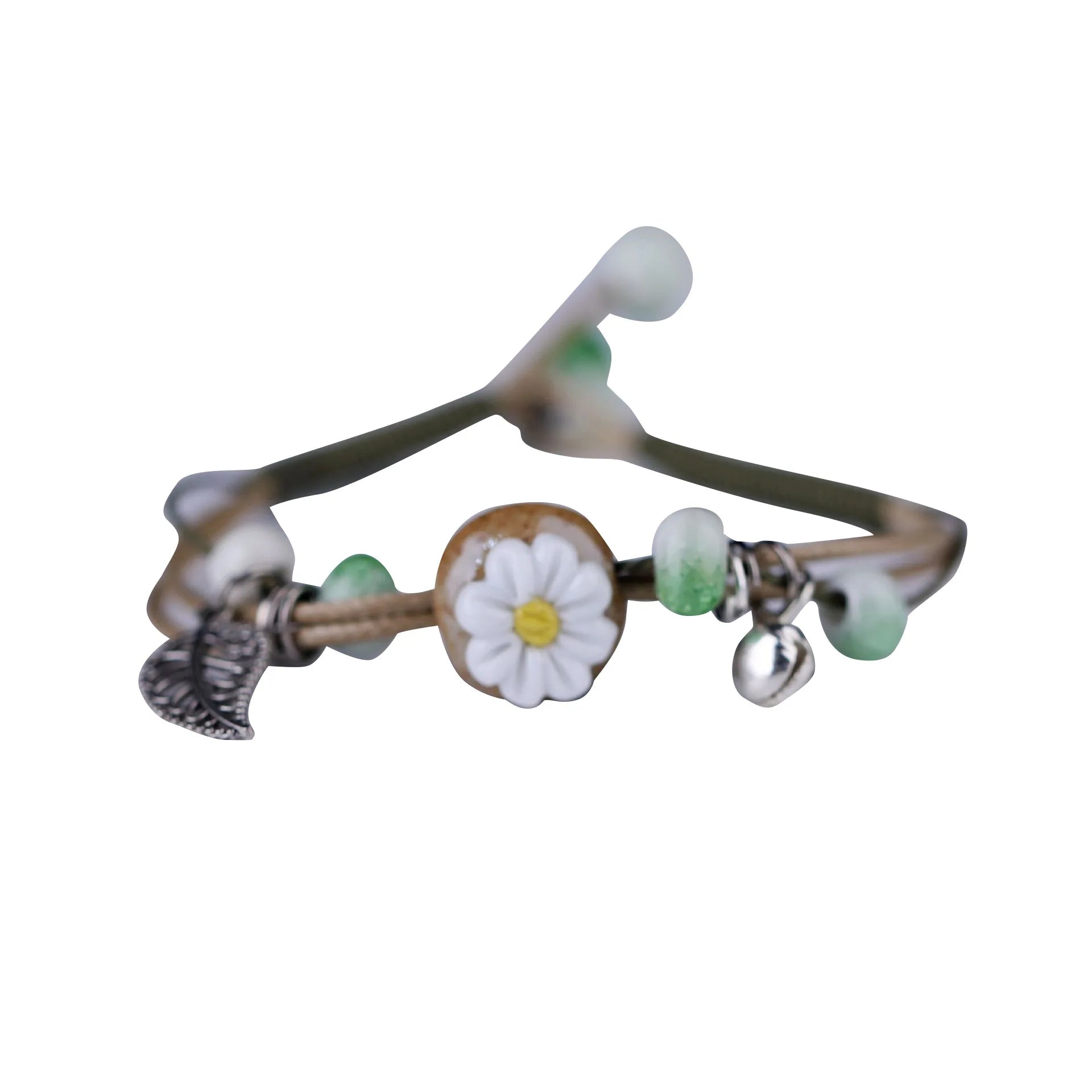 Handmade Boho Leather Charm Bracelet Adjustable Unisex - Smarsty