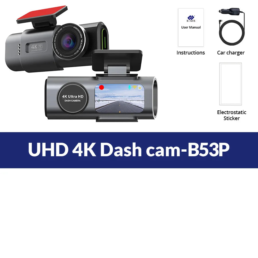 4K Dash Cam Night Vision With GPS Parking And WiFi - Smarsty