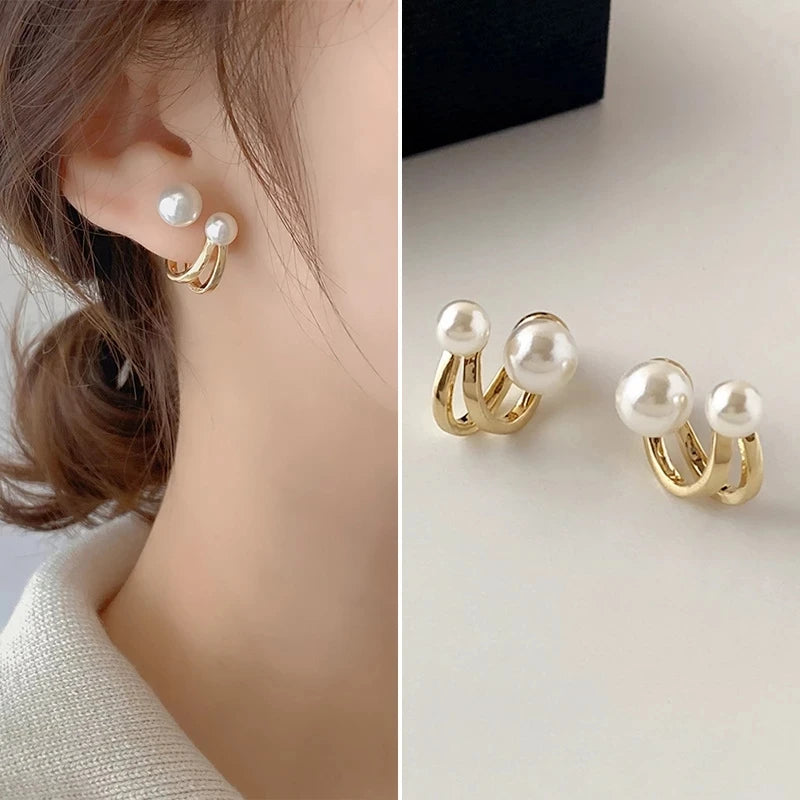 14K Gold Luxury Earrings With Zircon Pearl Twist Design - Smarsty