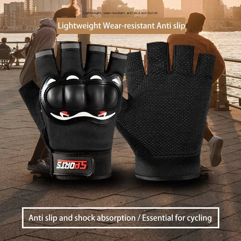 Men Half Finger Motorcycle Gloves Breathable Slip Resistant - Smarsty