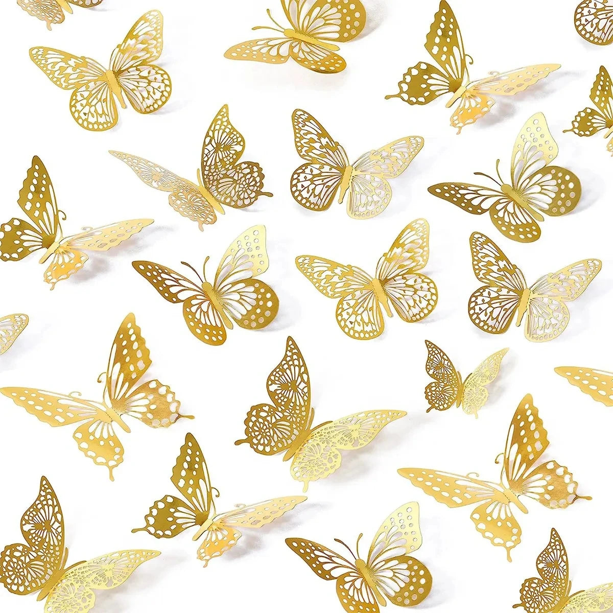 Gold 3D Butterfly Wall Decor Set for Parties - Smarsty