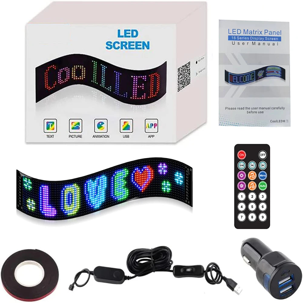 GOTUS LED Matrix Panel,Scrolling Bright Advertising LED Sign,LED Car Sign With Remote Control and Bluetooth Application Control