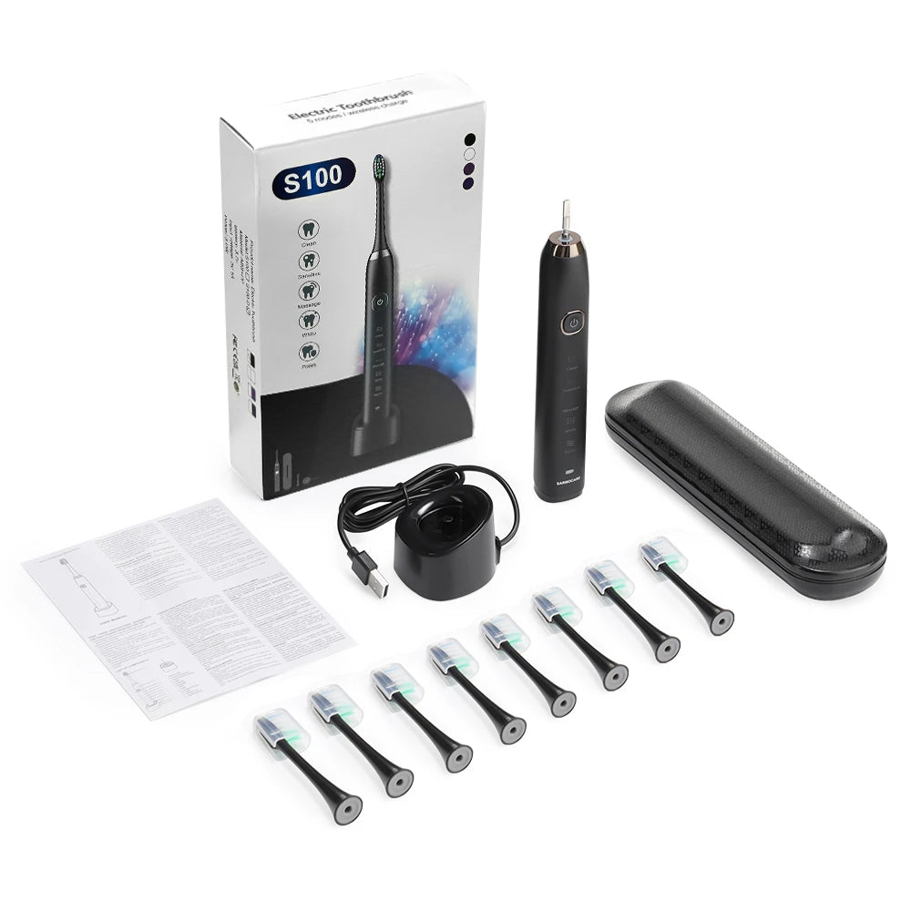 Rechargeable Electric Sonic Toothbrush with Travel Case - Smarsty