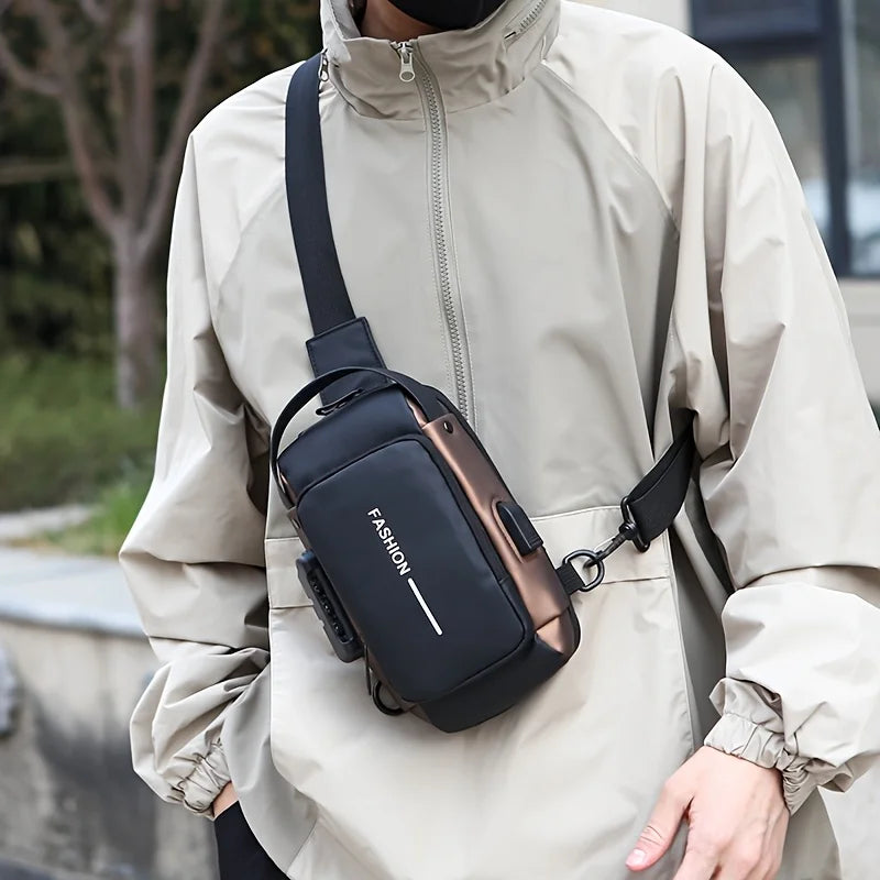 Mens Sling Bag With Phone Pocket Crossbody Zip Closure - Smarsty