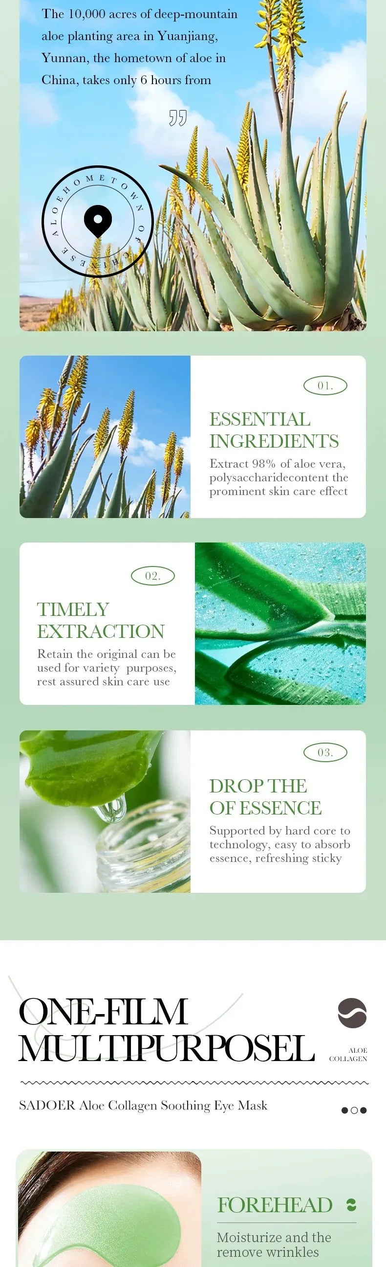 Aloe Vera Collagen Eye Masks for Dark Circles and Moisturizing - Smarsty
