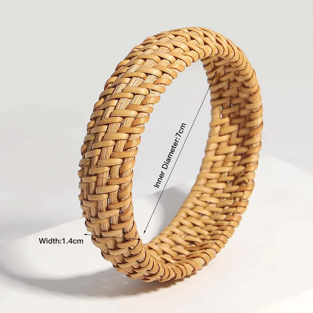 Boho Bamboo Rattan Weave Bracelet for Women - Smarsty