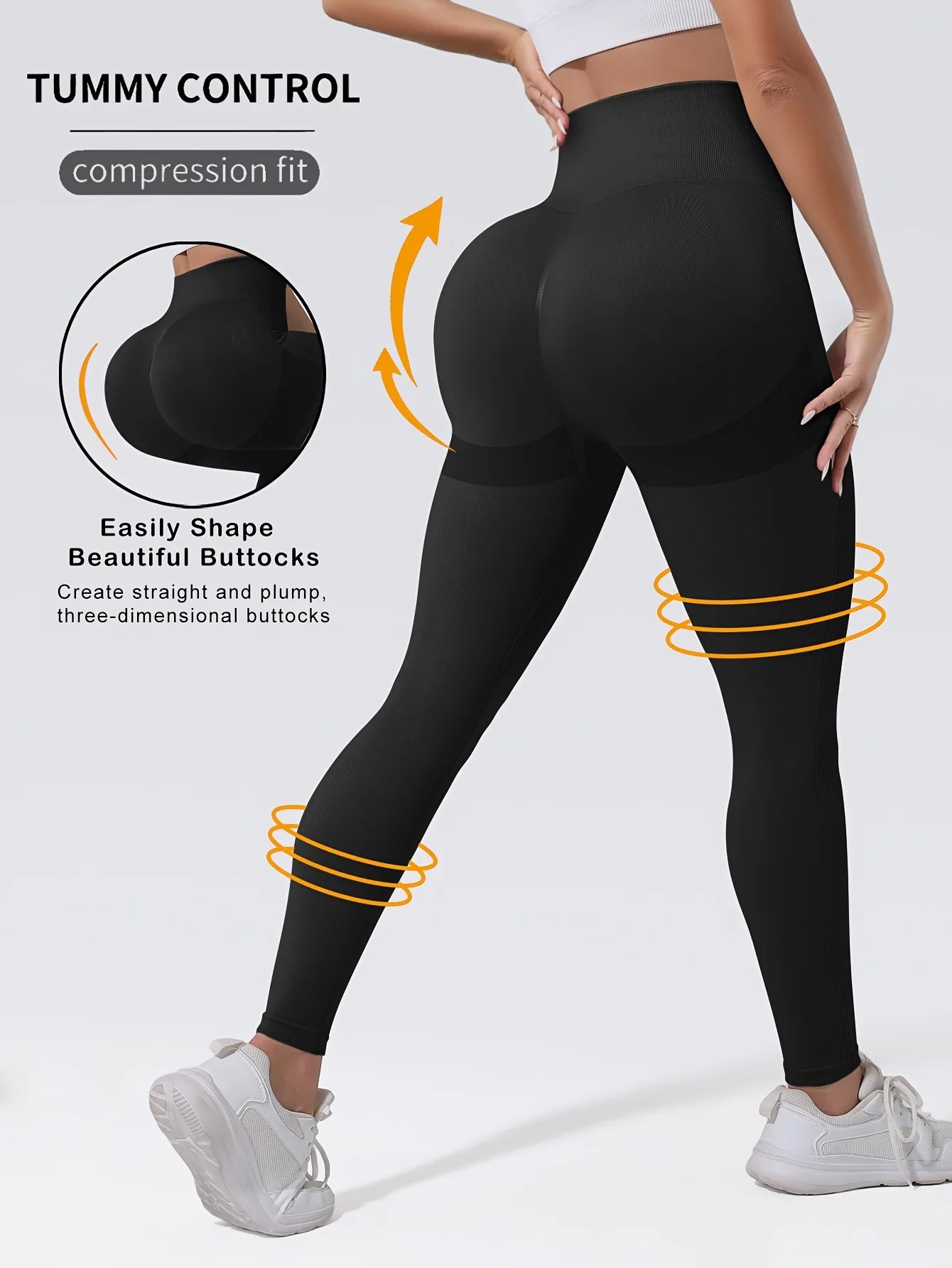 CZGUKE Women's seamless gym yoga pants high waist peach hip solid color tight fitting sports pants yoga cycling sports pants - Smarsty