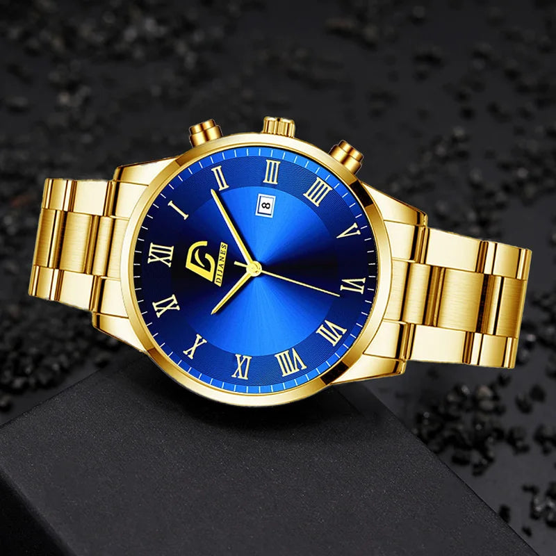 Luxury Minimalist Gold Quartz Watch for Men - Smarsty