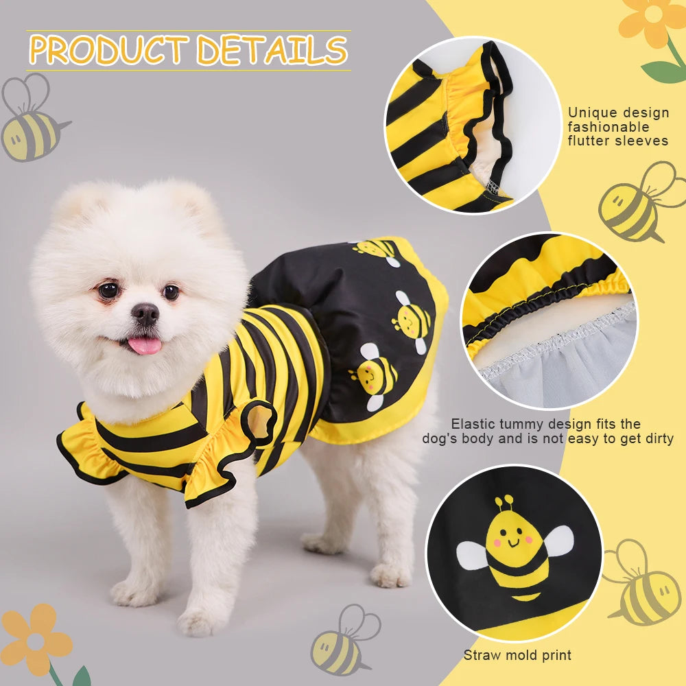 Cute Bee Dog Dress for Halloween and Parties - Smarsty