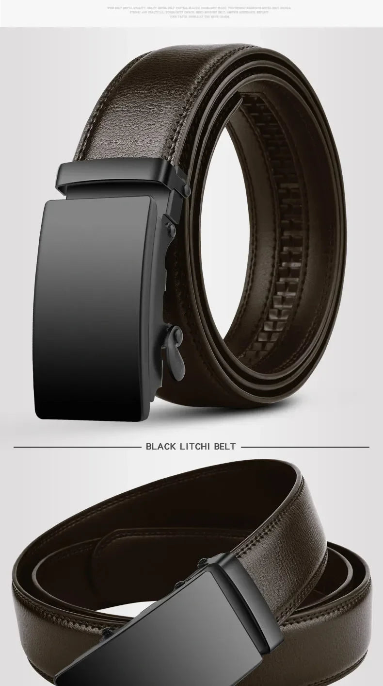 Automatic Buckle PU Leather Belt for Men Business Waist Strap - Smarsty