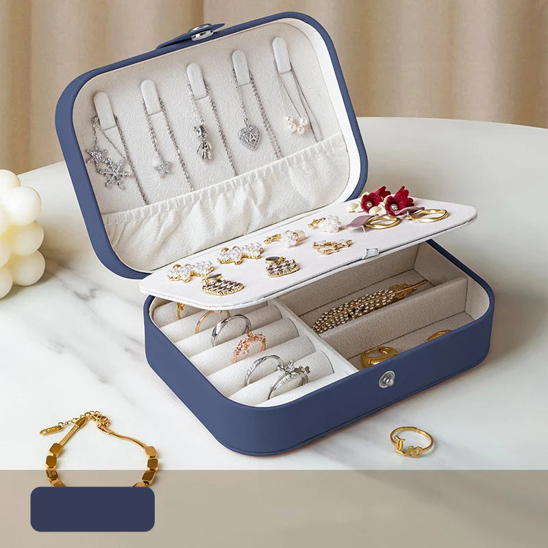 Portable Leather Jewelry Storage Box Travel Organizer - Smarsty