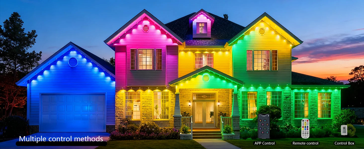 150ft 100ft 50ft Permanent Outdoor Lights Smart RGBIC Outdoor Lights with 75 Scene Modes String Lights with 90 LEDs for Garden