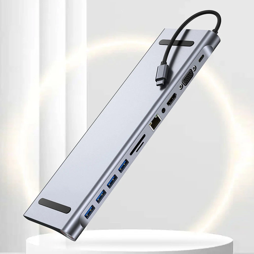11 in 1 USB C Docking Station with 4K HDMI-Compatible VGA Ethernet USB C Dock 100W PD SD/TF Audio Type C Hub 1* USB 3.0 3*USB2.0