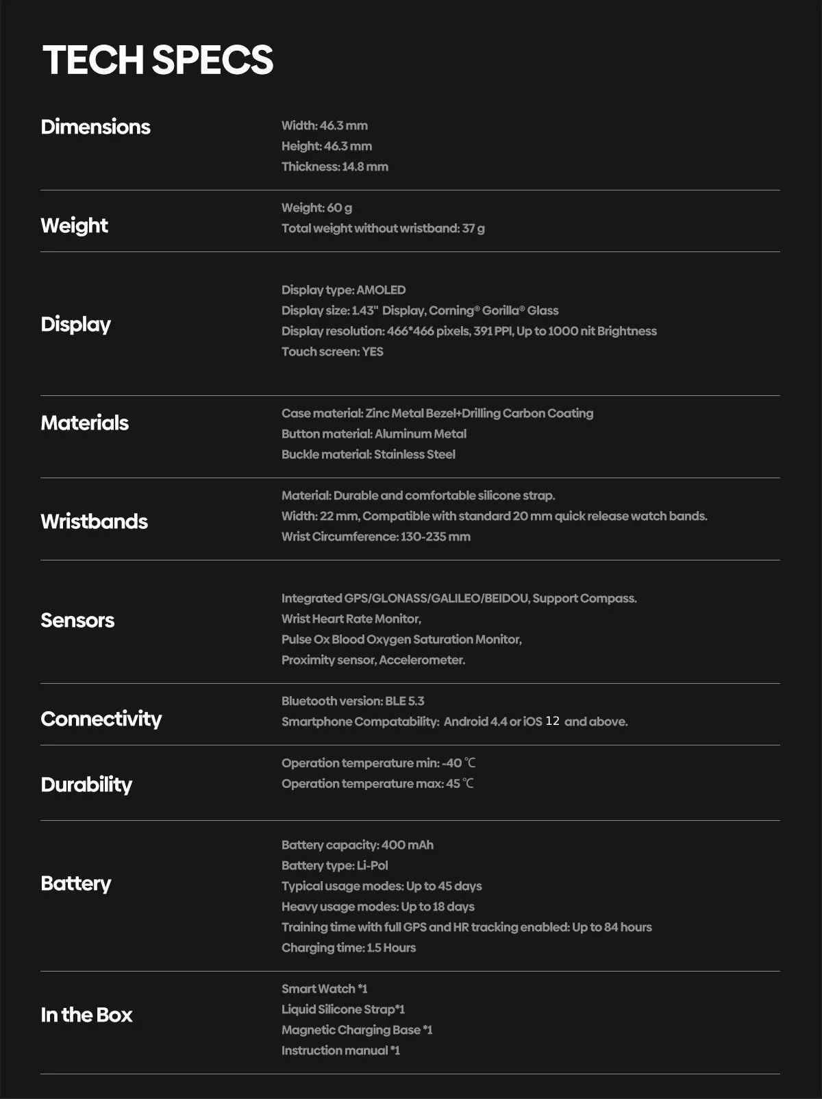 Zeblaze Stratos 3 Pro GPS Smart Watch with AMOLED Display - Smarsty