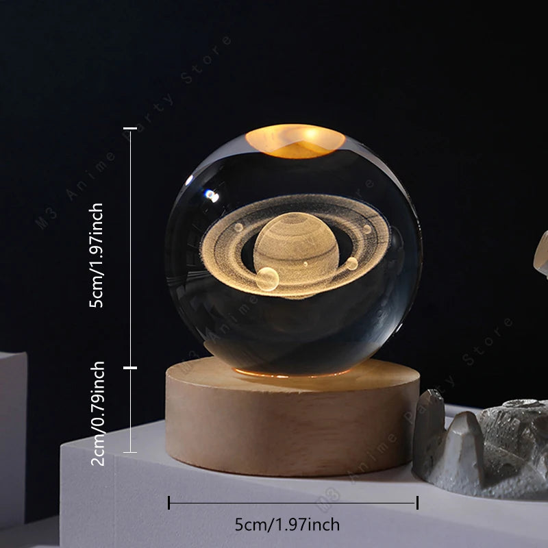 3D Crystal Ball Night Light with Glowing Galaxy Design - Smarsty
