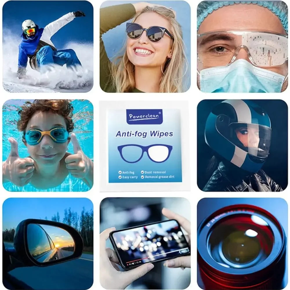 100Pcs/Box Glasses Cleaner Wet Wipe Disposable Anti Fog Misting Dust Remover Cleaning Lens Wipes Sunglasses Phone Screen - Smarsty