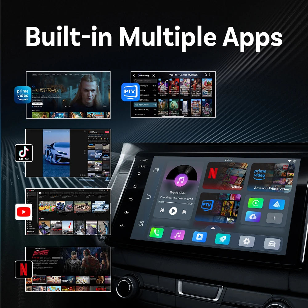 Wireless CarPlay Android Auto Adapter with Built in Apps - Smarsty