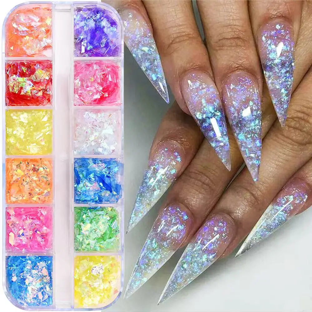 12 Grids Ocean Gold Nail Art Charms for Stunning Manicures - Smarsty