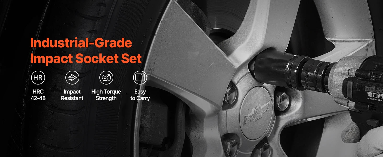 SucceBuy Impact Socket Set 3/4 Inches 29 Piece Impact Sockets 6-Point Sockets Rugged Construction CR-M0 3/4In Drive Socket Set