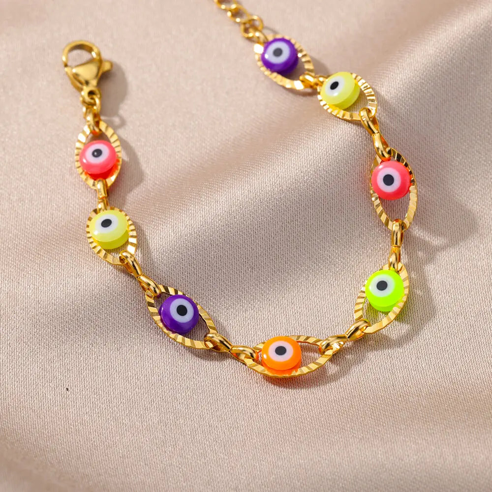 Gothic Rainbow Evil Eye Bracelet for Women - Smarsty