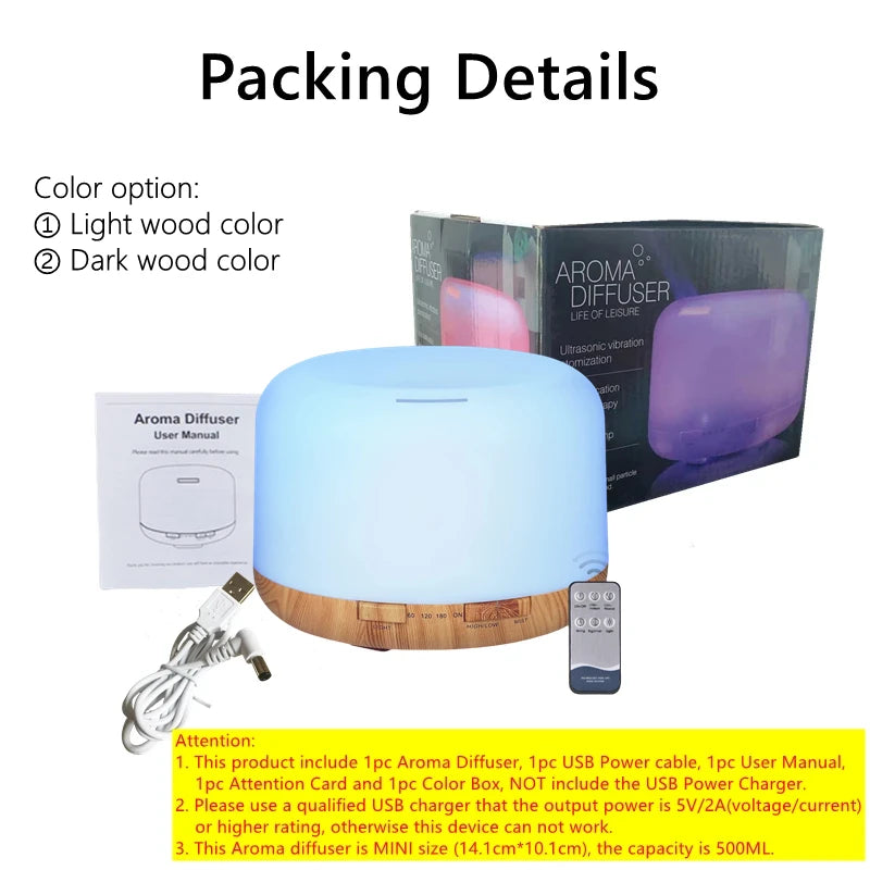 USB Aroma Diffuser with Remote Control and Colorful Lights - Smarsty