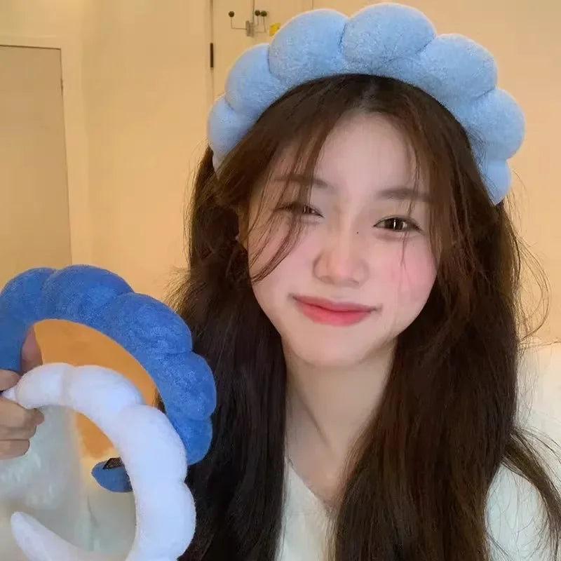 Soft Puffy Sponge Headband For Makeup Retro Terry Cloth - Smarsty