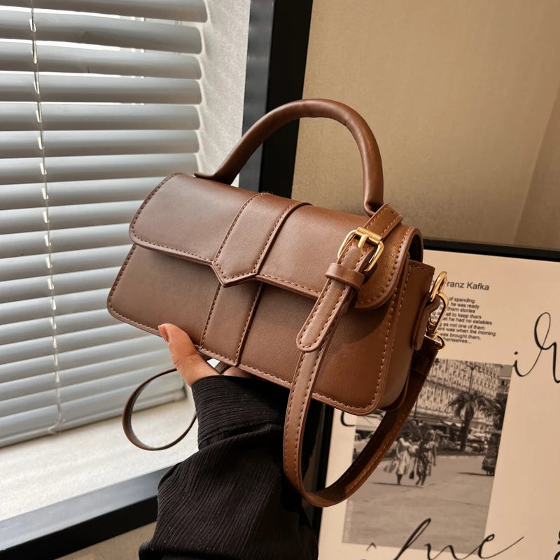 Versatile PU Leather Shoulder Bag For Women Square Satchel - Smarsty