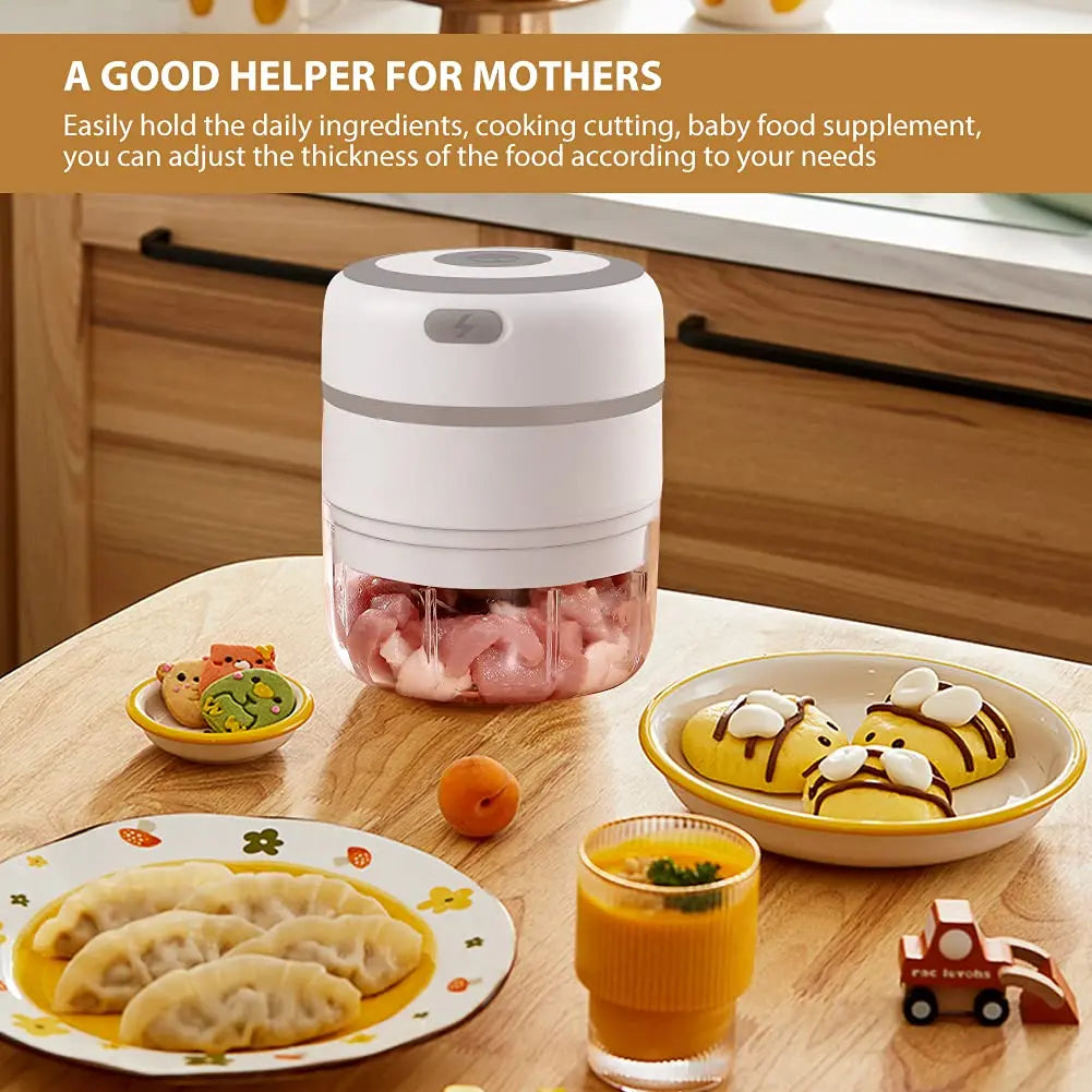 300ML Electric Garlic Chopper USB Charging Food Vegetable Meat Crusher Stainless Steel Mini Chili Garlic Masher Kitchen Gadgets by Smarsty