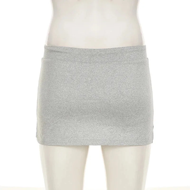 Solid Lace-up Mini Skirts Sexy American Retro Basic Vintage Casual Short Bottoms Basic Casual A-Line Knit Clothing - Smarsty