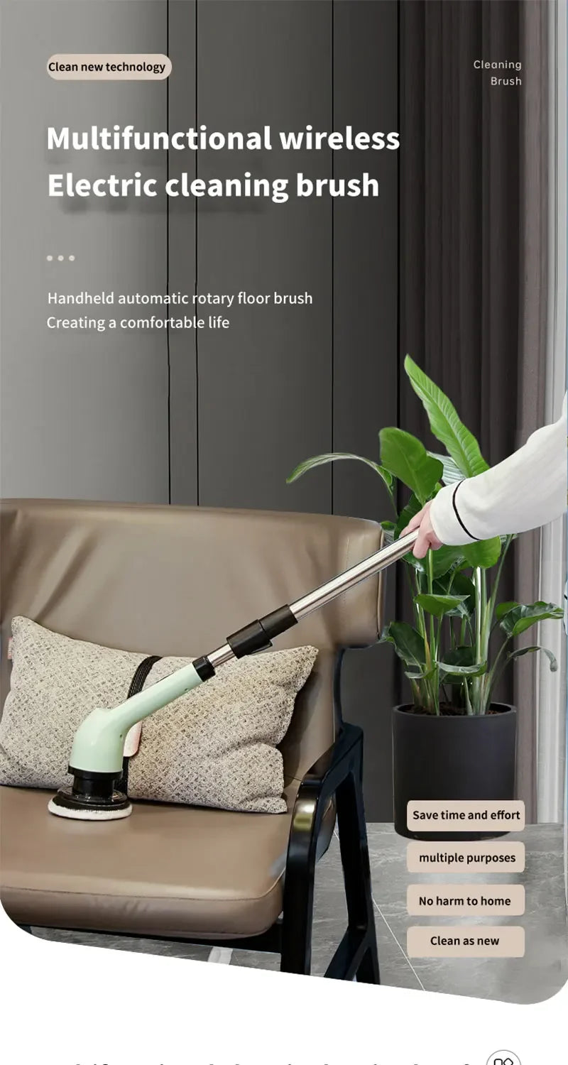 9 in 1 Electric Spin Scrubber Cordless Cleaning Brush Shower Scrubber Adjustable Extension Handle Waterproof For Tub Tile Floor - Smarsty