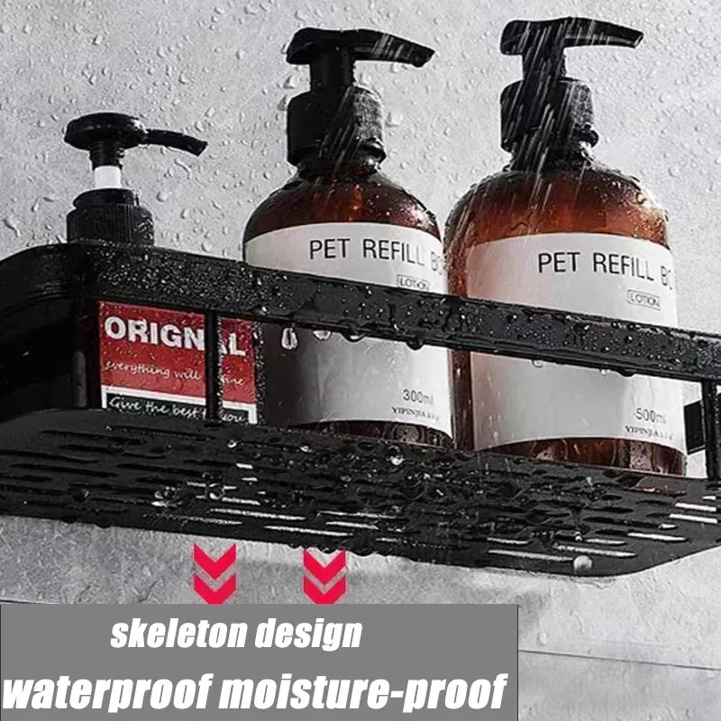 Aluminum Alloy Bathroom Shelf No Drill Storage Solution - Smarsty