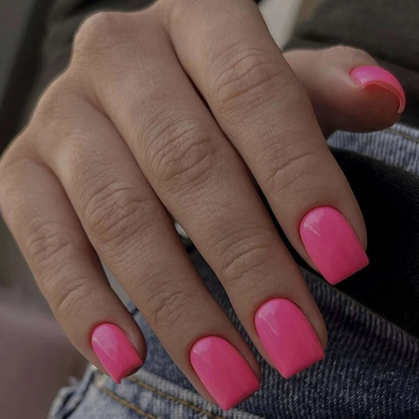 Short Square Wine Red Press On Nails Set - Smarsty