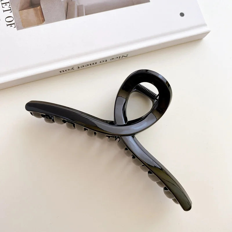 Korean Coffee Beige Acrylic Geometric Hair Claw Clip Large - Smarsty