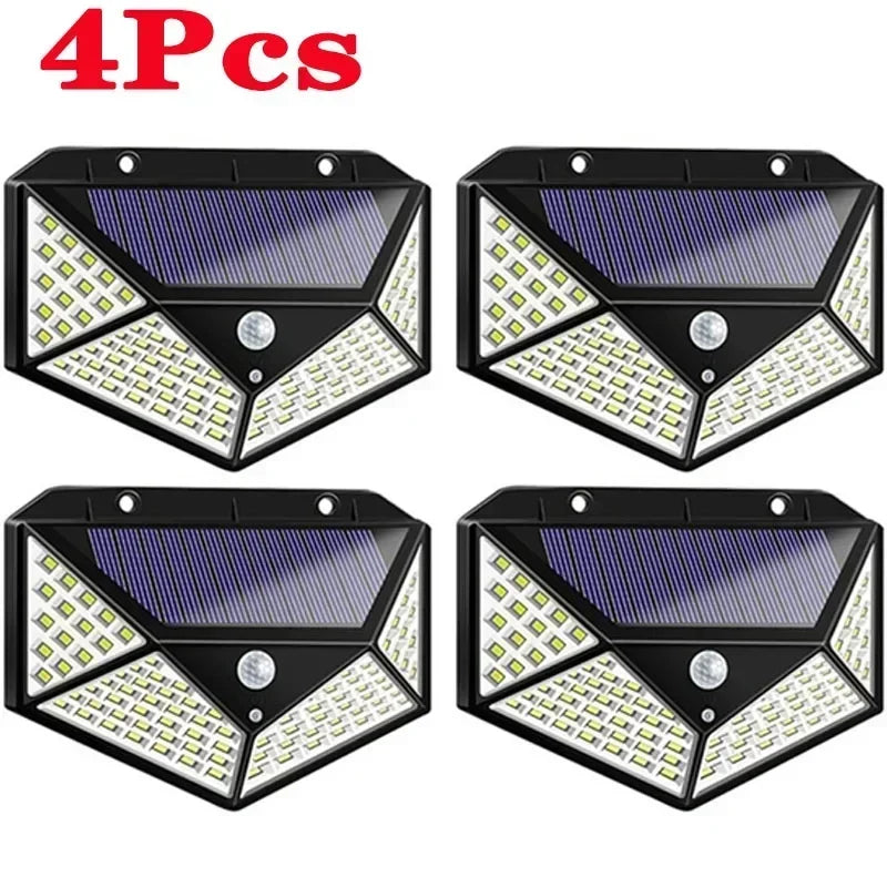 100 LED Solar Wall Lights with Motion Sensor for Outdoor Security - Smarsty