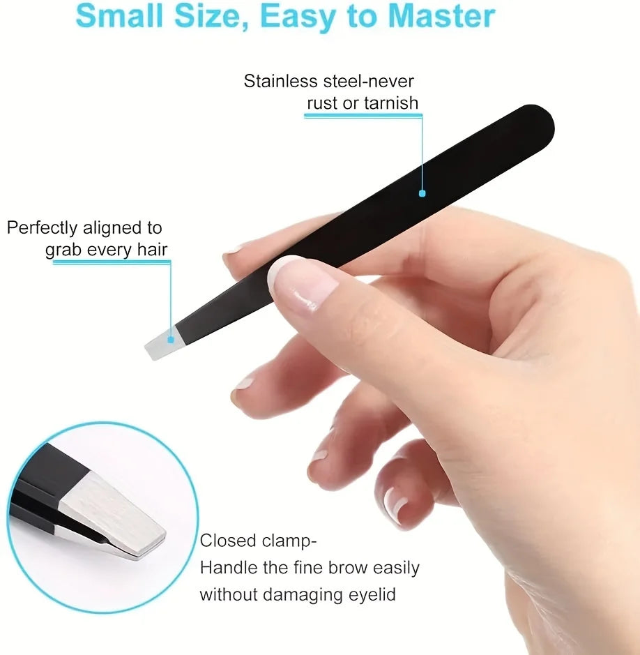 Colorful Stainless Steel Eyebrow Tweezers for Precision Hair Removal - Smarsty