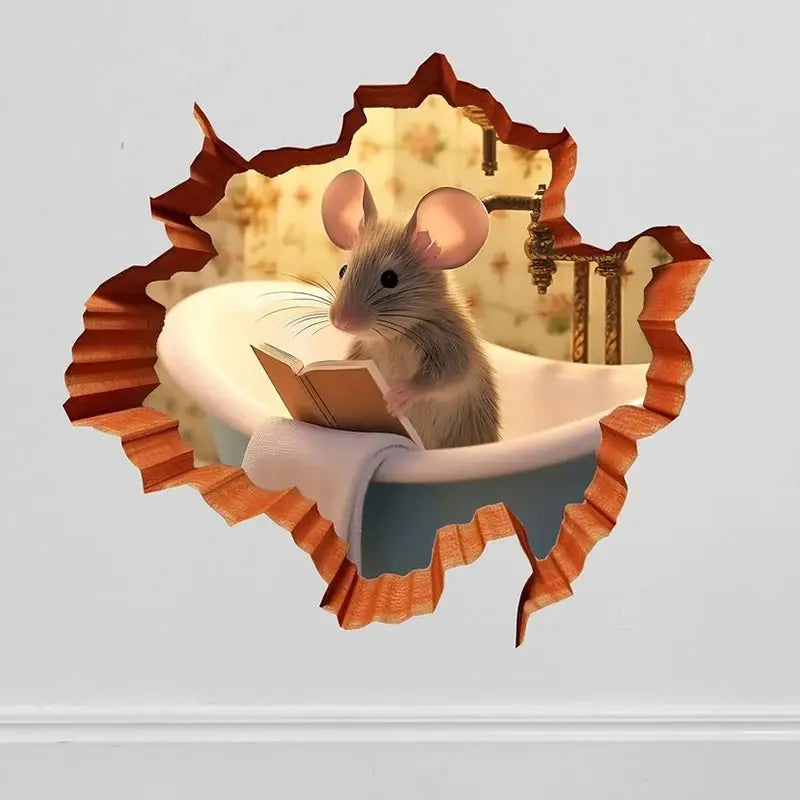 Cute Mouse Hole Wall Sticker for Whimsical Home Decor - Smarsty