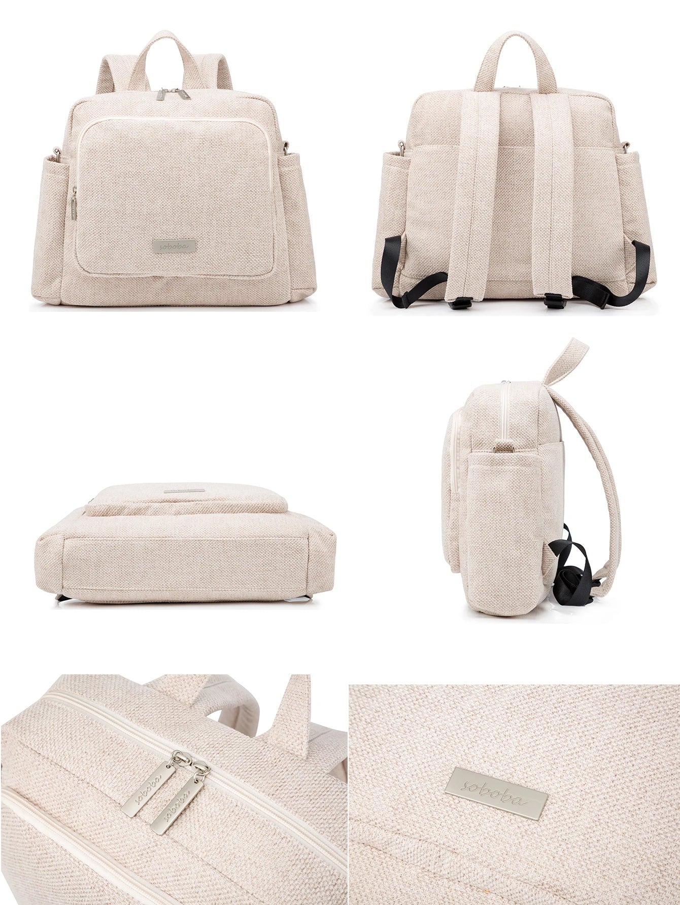 Soboba 2023 New Diaper Bags for Mother Waterproof Large Capacity Solid Polyester Diaper Backpacks Travel Bag for Newborn Baby by Smarsty