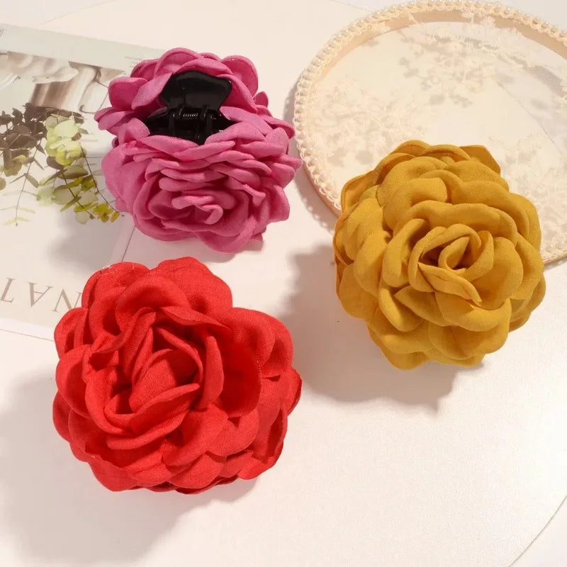 16 Color Rose Flower Hair Claw Clips Medium Secure Grip - Smarsty