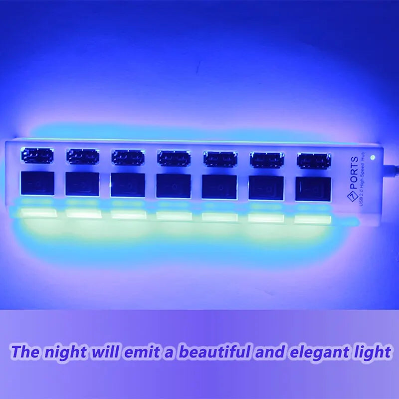 Seven Port USB 2 0 Hub With Built In Current Protection