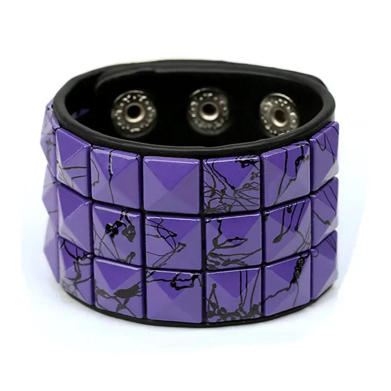 Unisex PU Leather Punk Bracelet with Spikes and Skull - Smarsty
