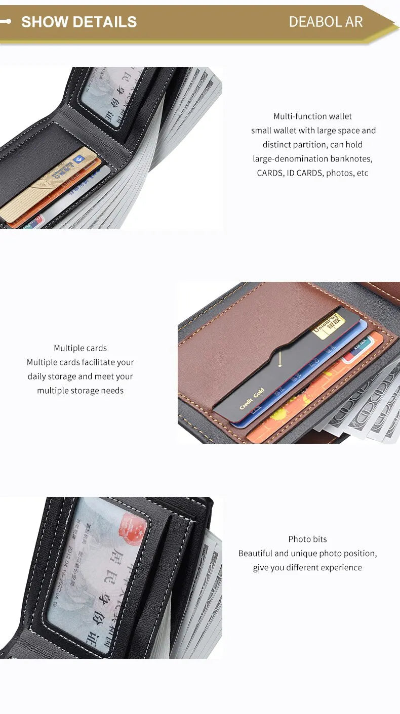 Pu Leather Men Short Wallet Thin Style Folding Young Men Credit Card Holder Wallet - Smarsty