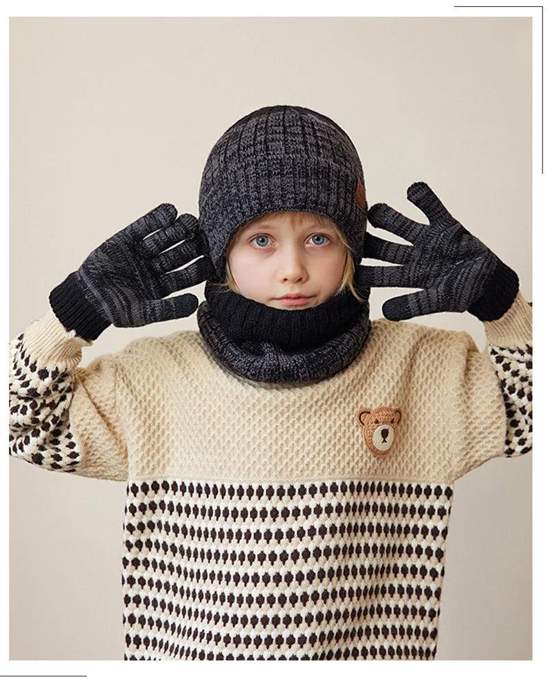 Kids Winter Hat Scarf Gloves Set Warm And Cozy Essentials - Smarsty