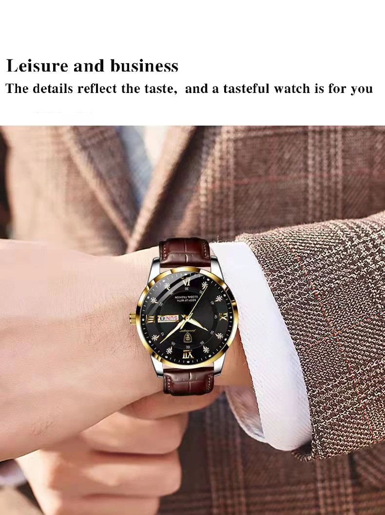 Luxury Waterproof Luminous Leather Quartz Watch for Men - Smarsty