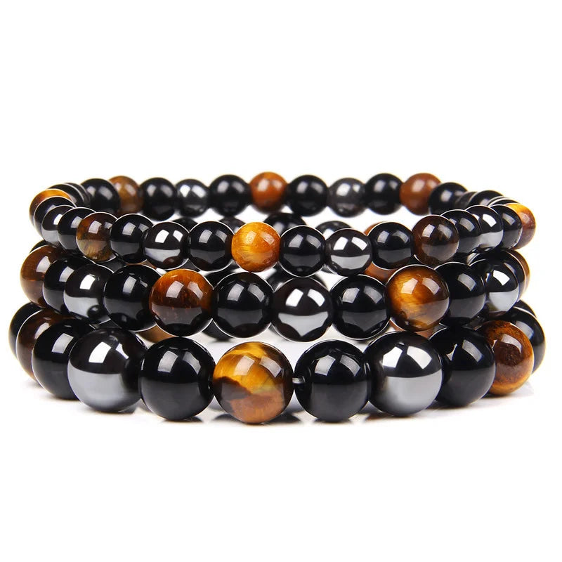 Natural Black Obsidian Tiger Eye Beads Bracelet for Health Protection - Smarsty